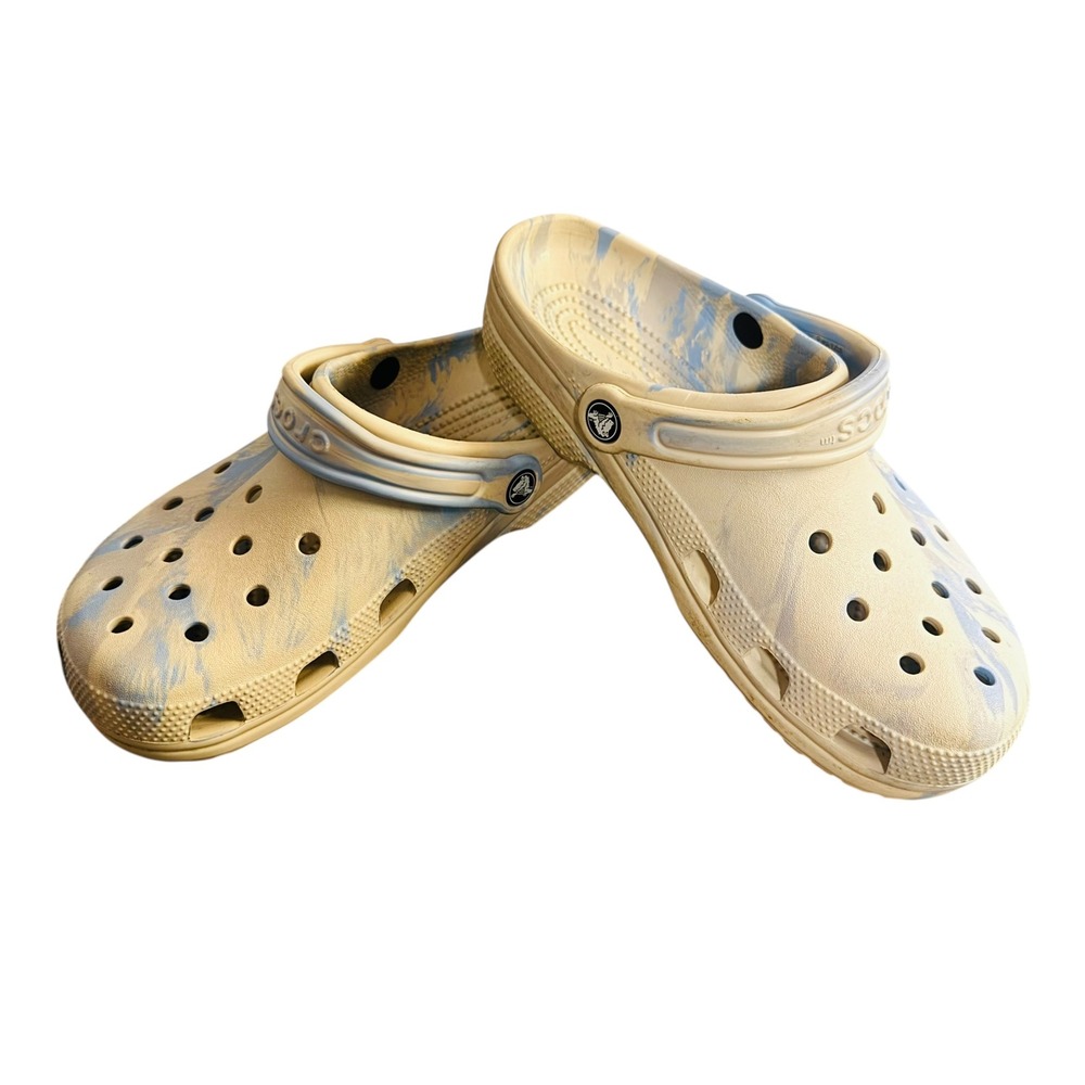 Crocs Classic Marbled Clog Cream Blue Tie Dye Mens 7 Womens 9 Slip On Shoes - Picture 5 of 6